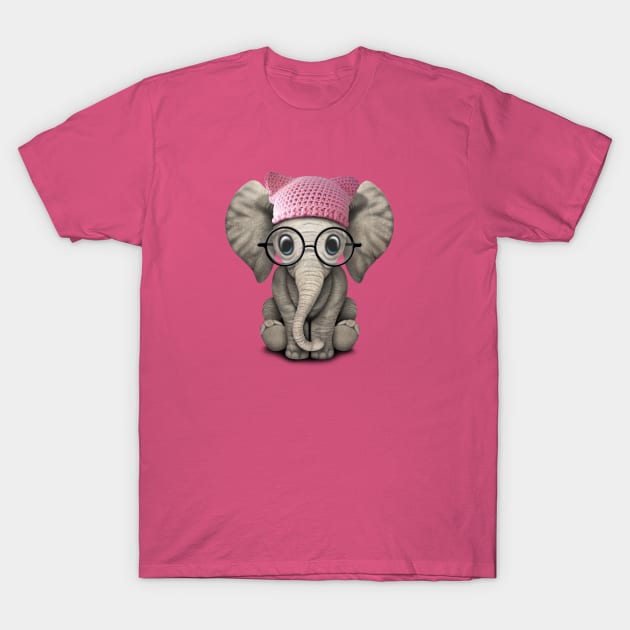 Cute Baby Elephant Wearing Pussy Hat T-Shirt by jeffbartels